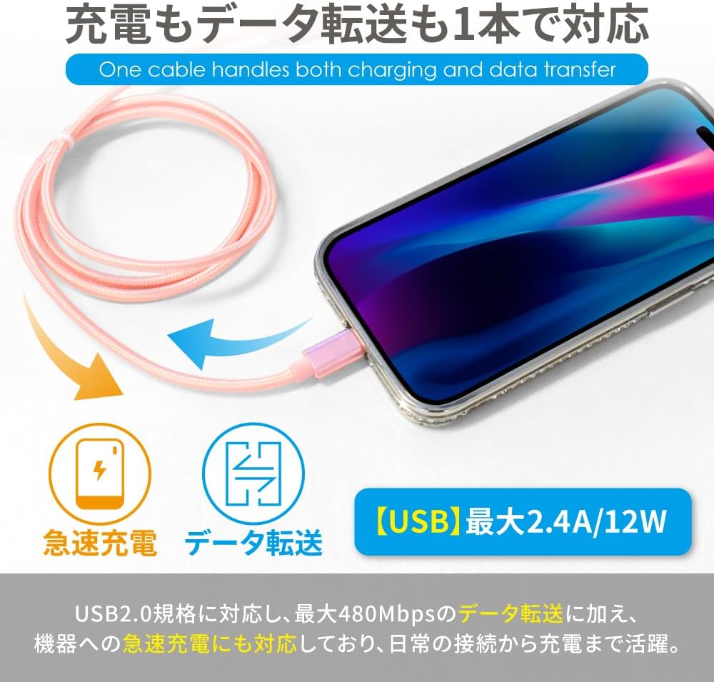 Thumbnail 1 de shizukawill ACCEUSB0615PU USB 2.0 to Type-Cケーブル 1.5m・パープル・ナイロン編み