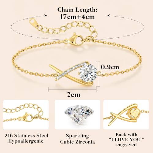 Detalle de CDE Infinity Bracelets for Women Birthstone Bracelet with 14K Gold Plated