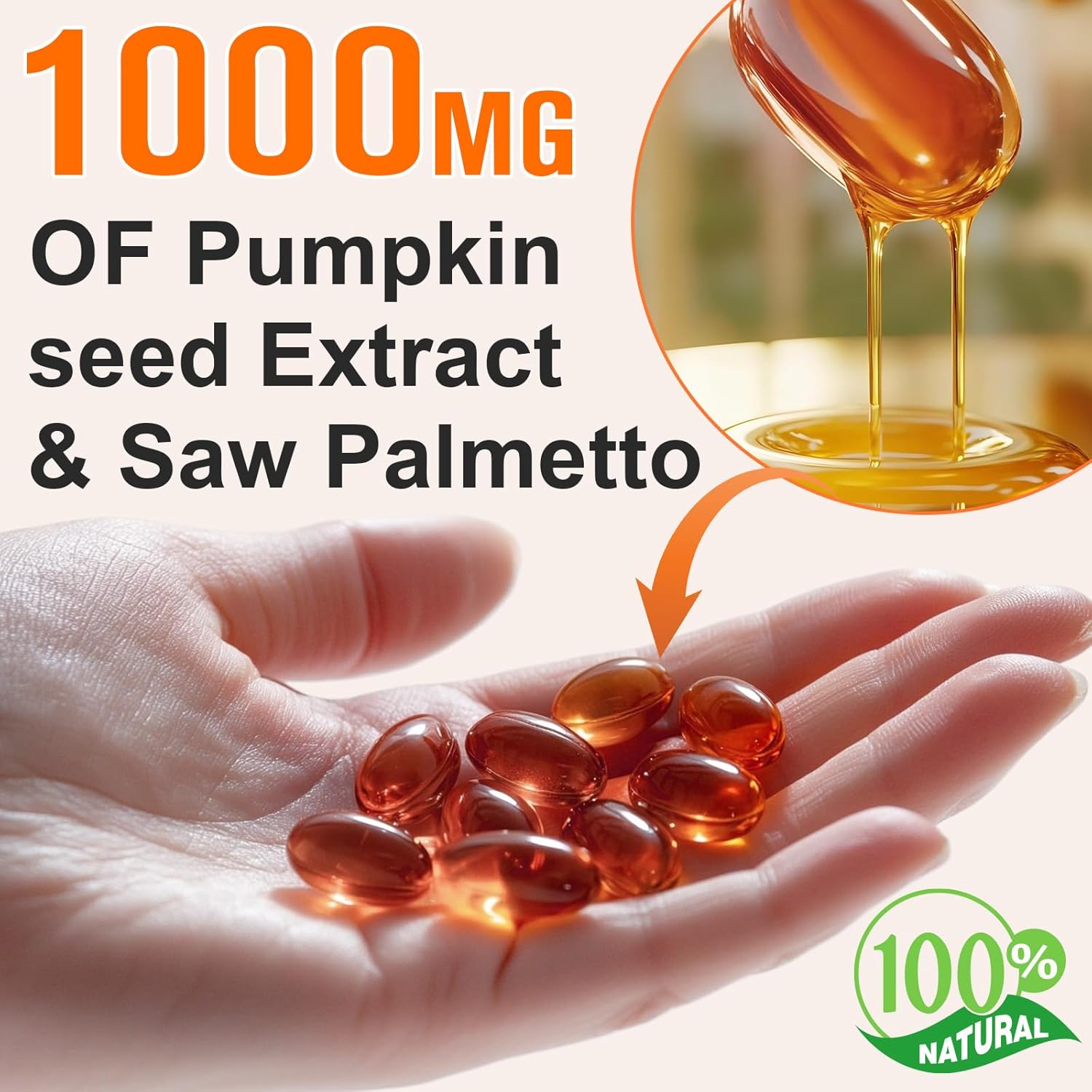 Detalle de 2Pack Pumpkin Seed Oil Capsules (600 Softgels) – Cold-Pressed, Non-GMO, Gluten Free