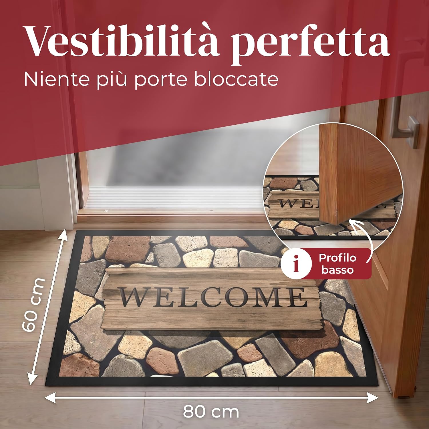 Detalle de Valia Home Zerbini 60x80 cm – tappetino antisporco antiscivolo per ingresso esterno e interno