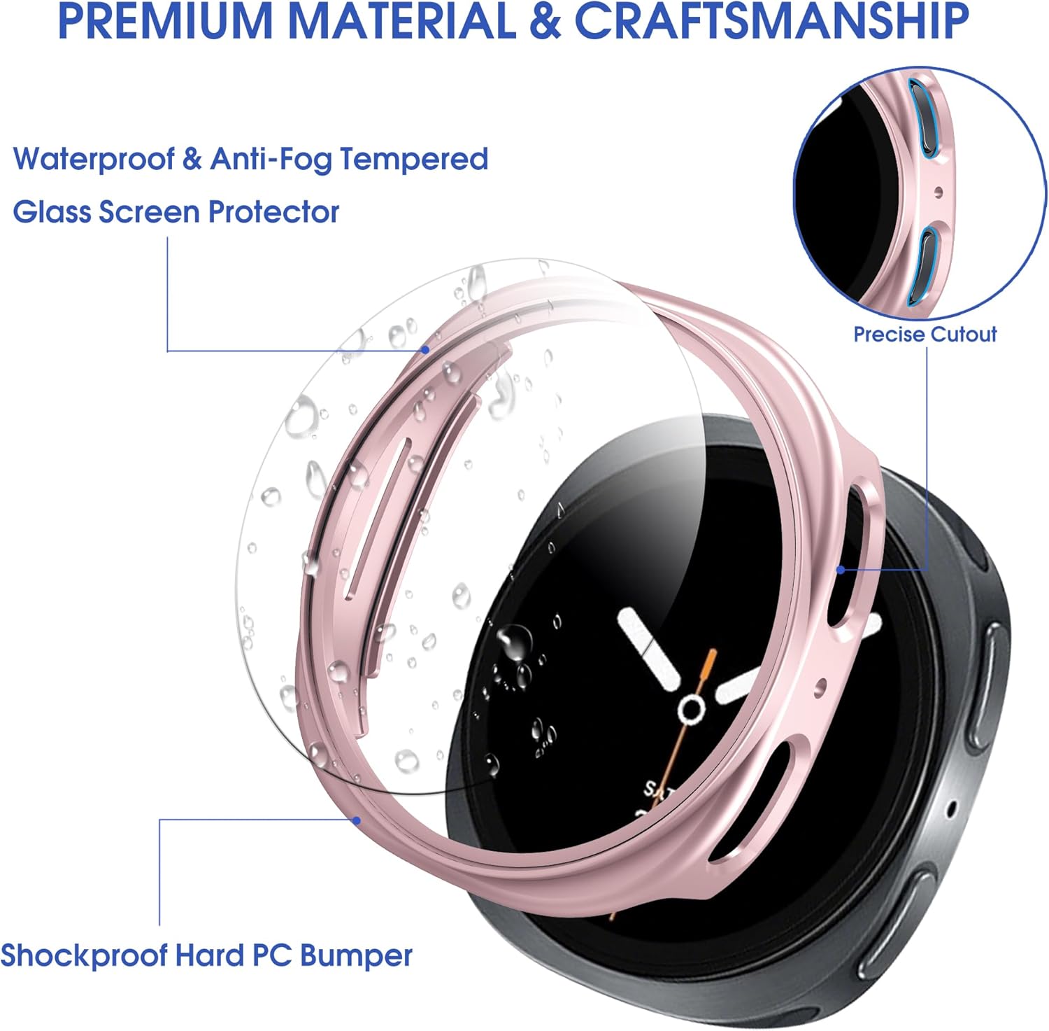 Thumbnail 1 de Tiorecime 8+4 Pack Case for Samsung Galaxy Watch 8 40mm (2025) with Tempered Glass Screen Protector