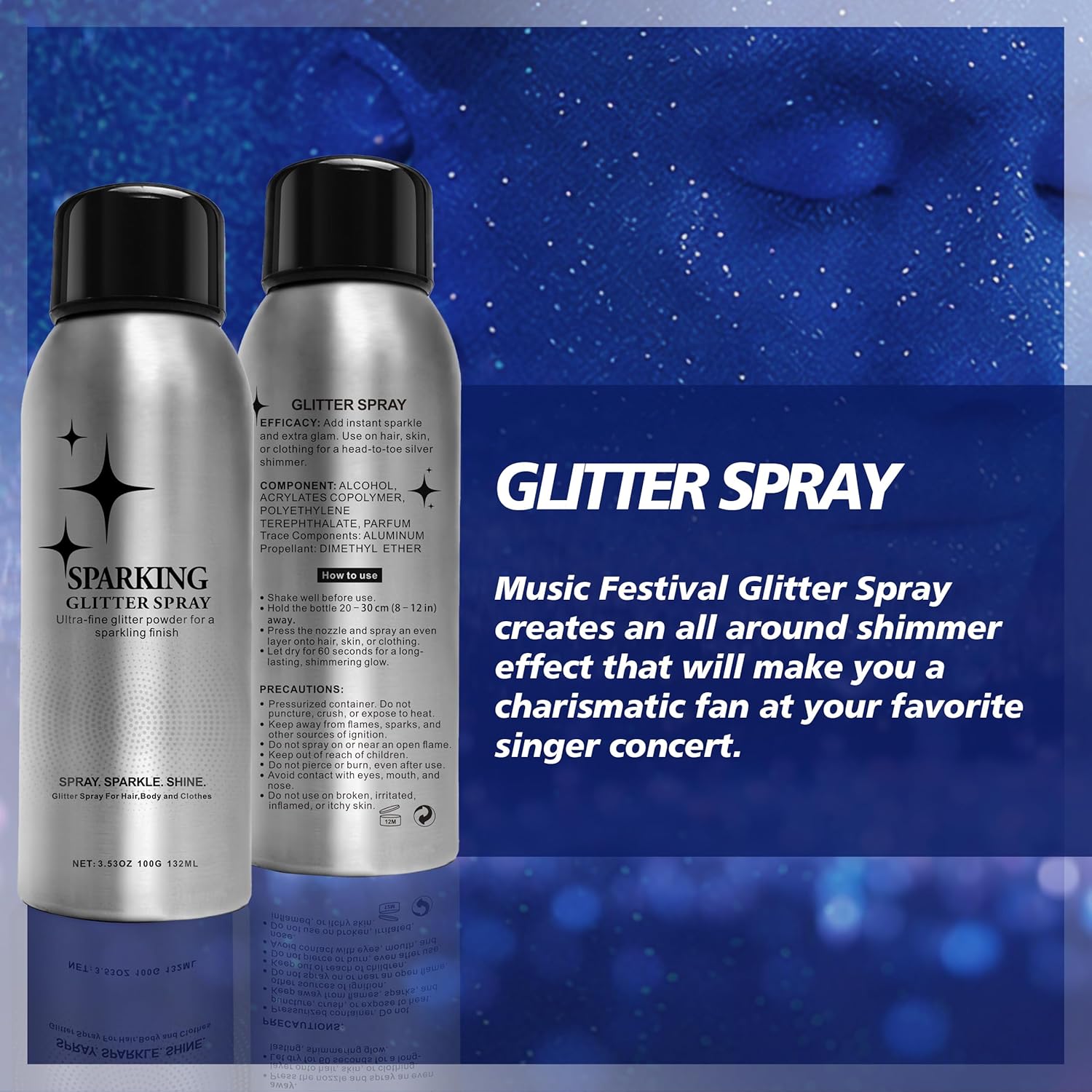 Thumbnail 6 de Glitter Hair Spray & Body Shimmer – Sparkling Spray for Hair and Skin (3.53 Fl Oz)