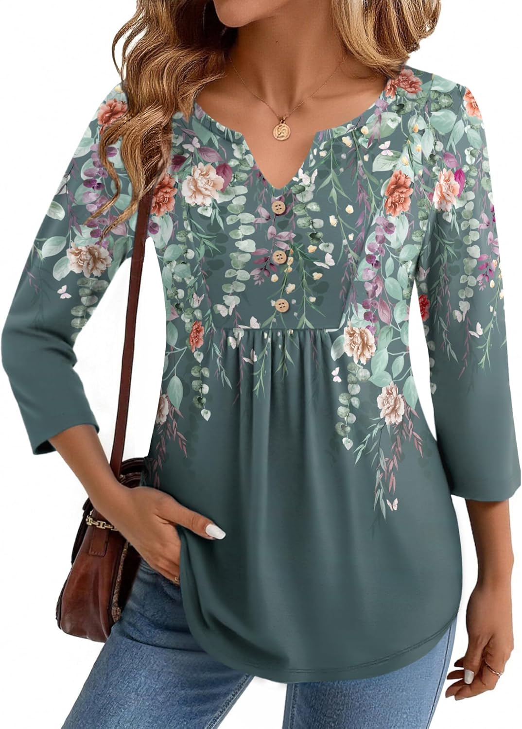 Thumbnail 5 de Zeagoo 3/4 Sleeve V-Neck Top S-3XL