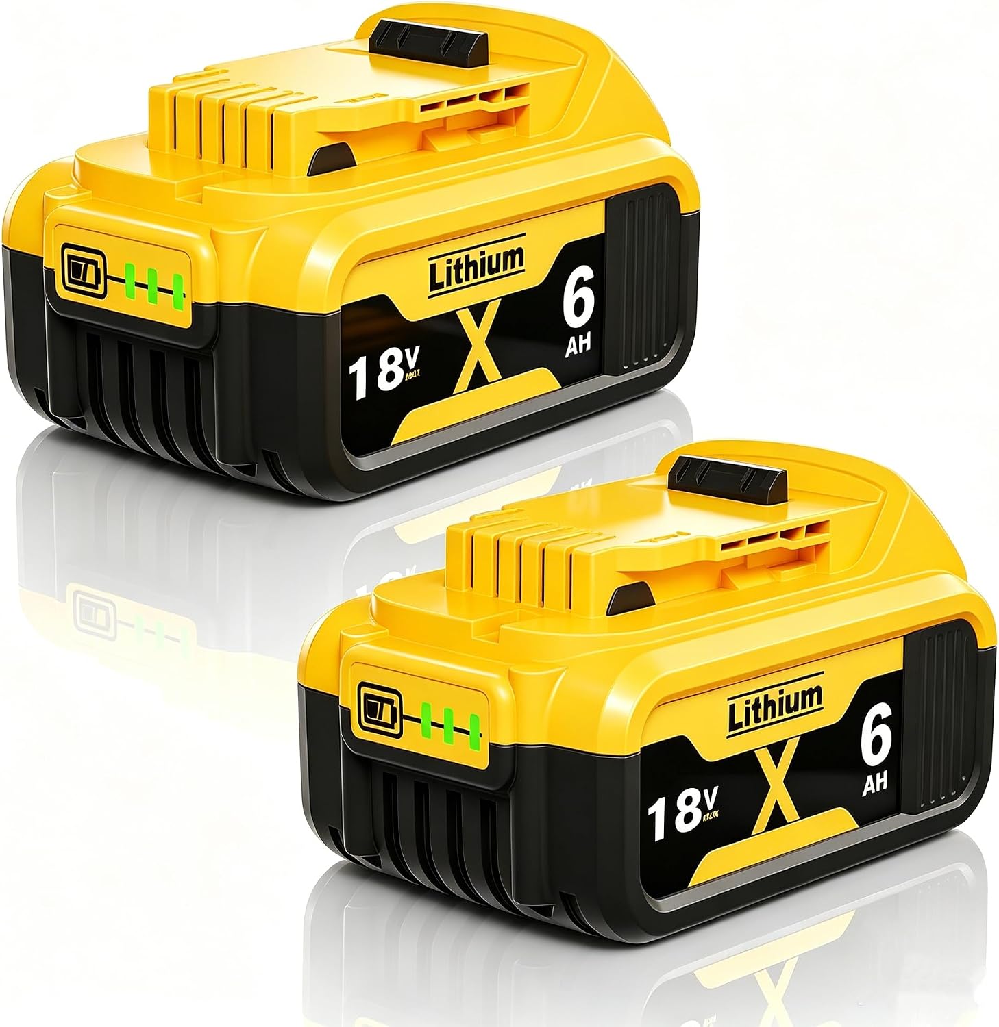 Detalle de 2 x 18V 6.0Ah Batteries DCB182 Replacement for Dewalt 18V - Long-Lasting Power with LED Indicator