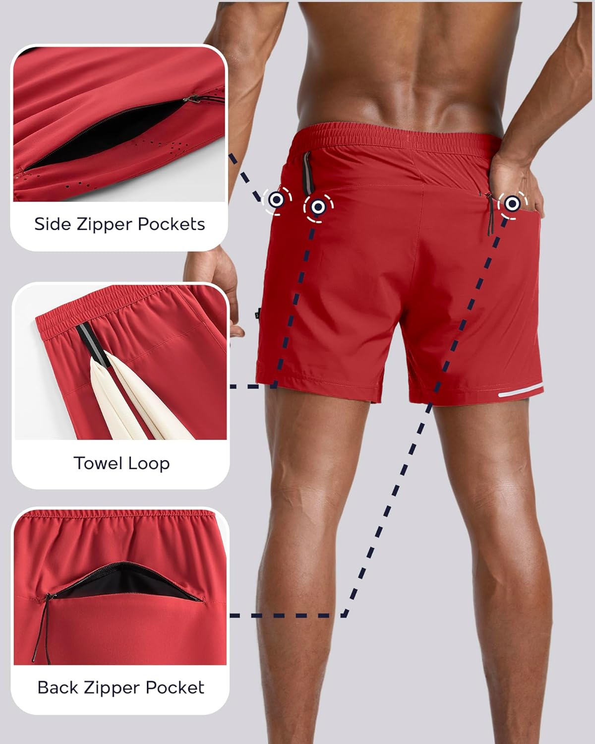 Thumbnail 4 de maamgic Men’s Athletic Running Shorts with Liner (Ultra Lightweight 5"/7")