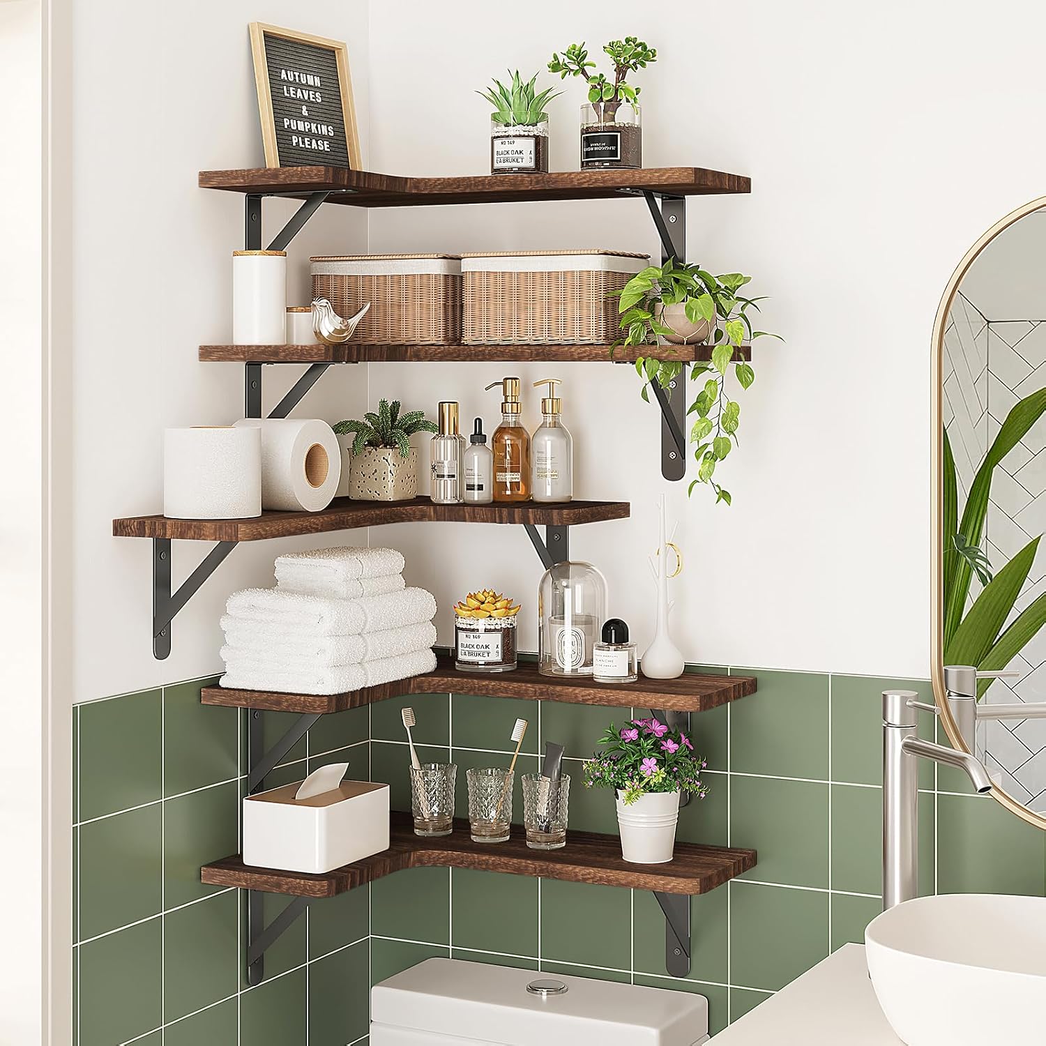 Thumbnail 5 de Fixwal Floating Shelves Set of 5 rustic wall shelves 🪵