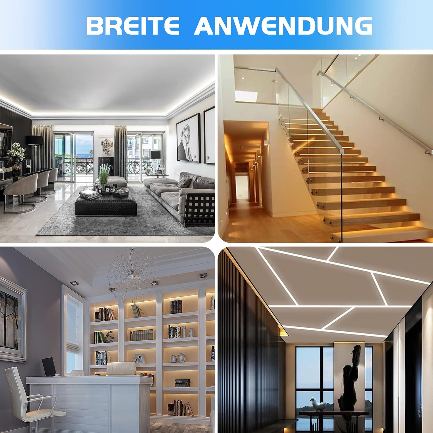 Thumbnail 6 de 20er-Set LED-Profil Aluminium (U-Form) 20 x 1 m mit milchiger Abdeckung – für LED-Strips