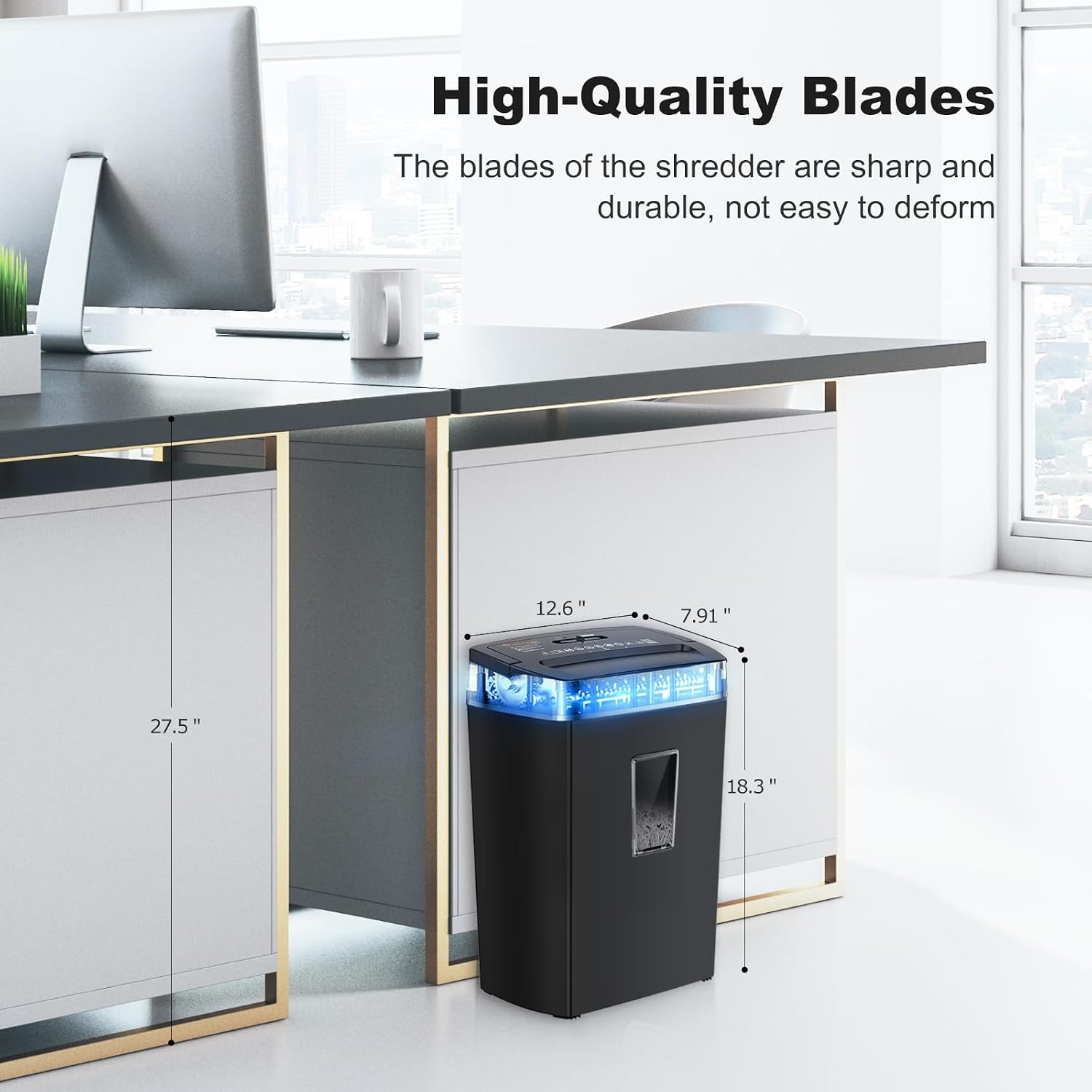 Detalle de Bonsaii C275-A 12-Sheet Cross-Cut Paper Shredder, P-4, 5.5-Gallon Bin