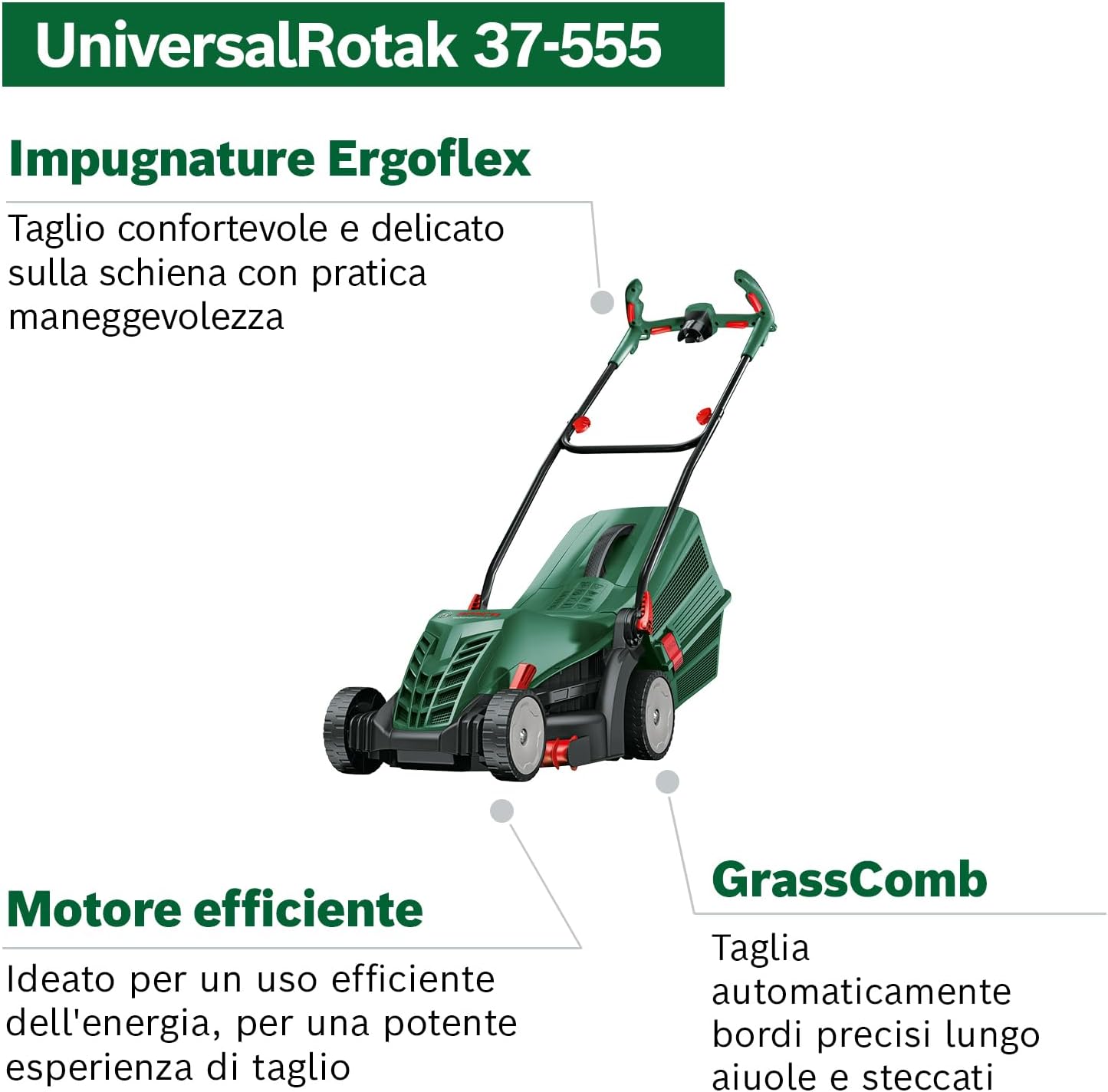 Thumbnail 1 de Bosch UniversalRotak 37-555 a filo: tosaerba 1.400 W, taglio 37 cm e cesto da 40 l