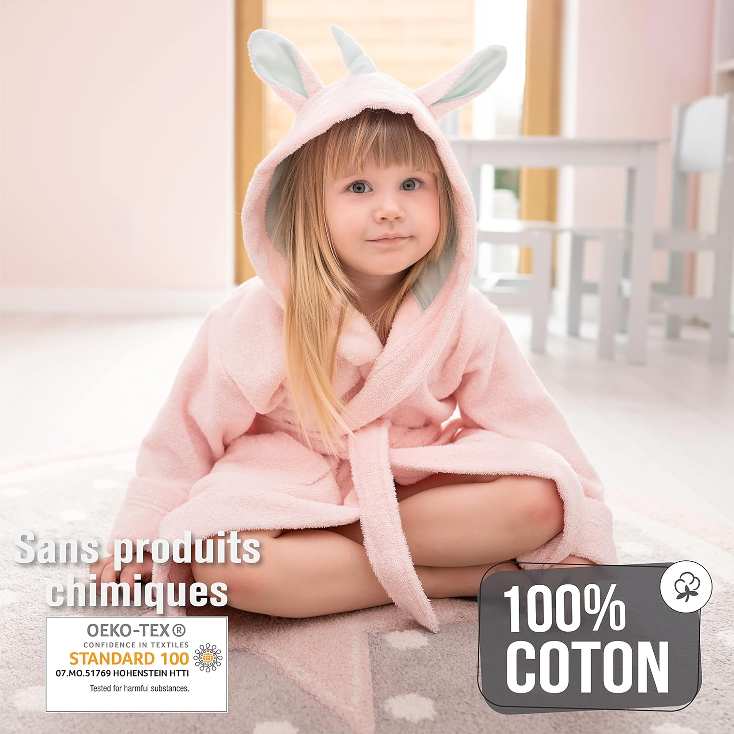 Detalle 2 de Twinzen Peignoir Enfant Licorne 100% coton