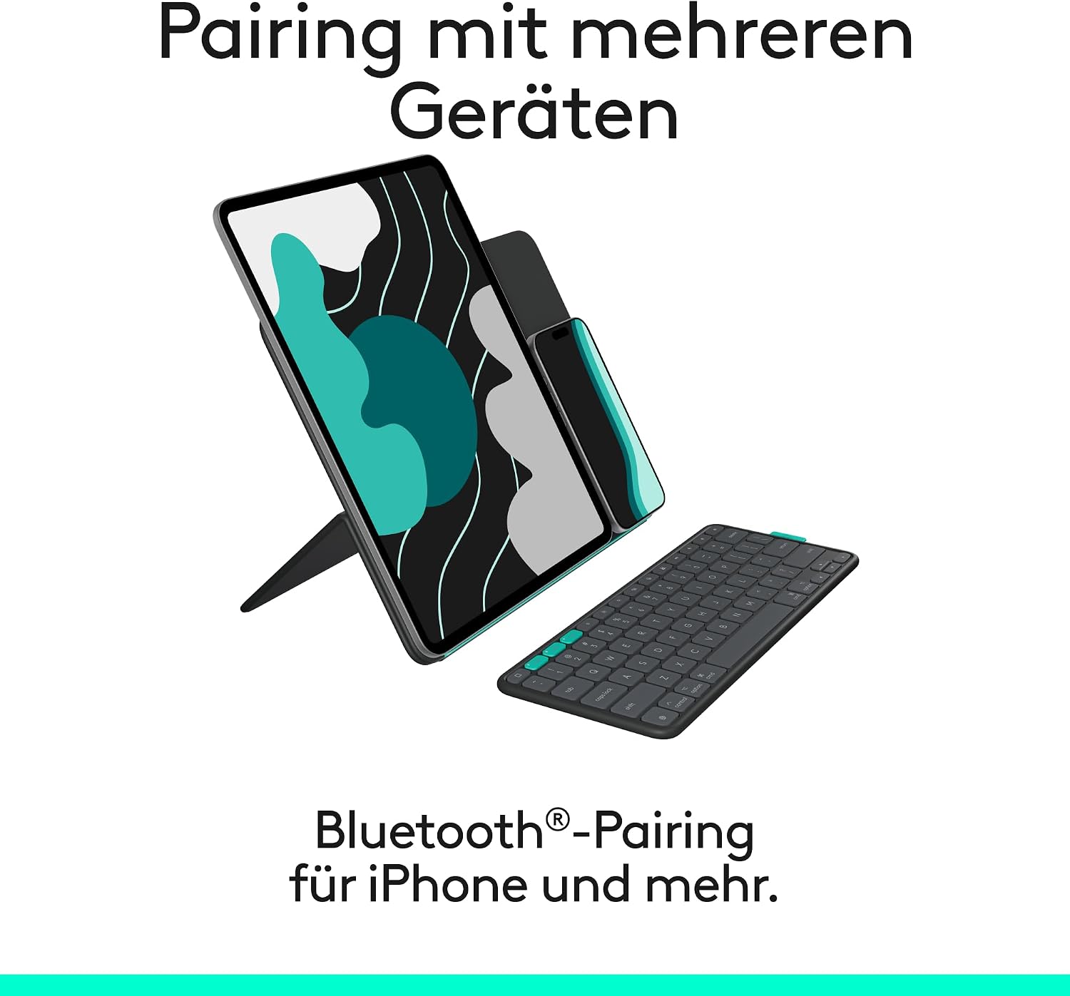 Detalle 2 de Logitech Flip Folio: Tastatur-Case für iPad Pro 13 Zoll (M4/M5) und iPad Air 13 Zoll (M2/M3) – DEU QWERTZ, Graphit