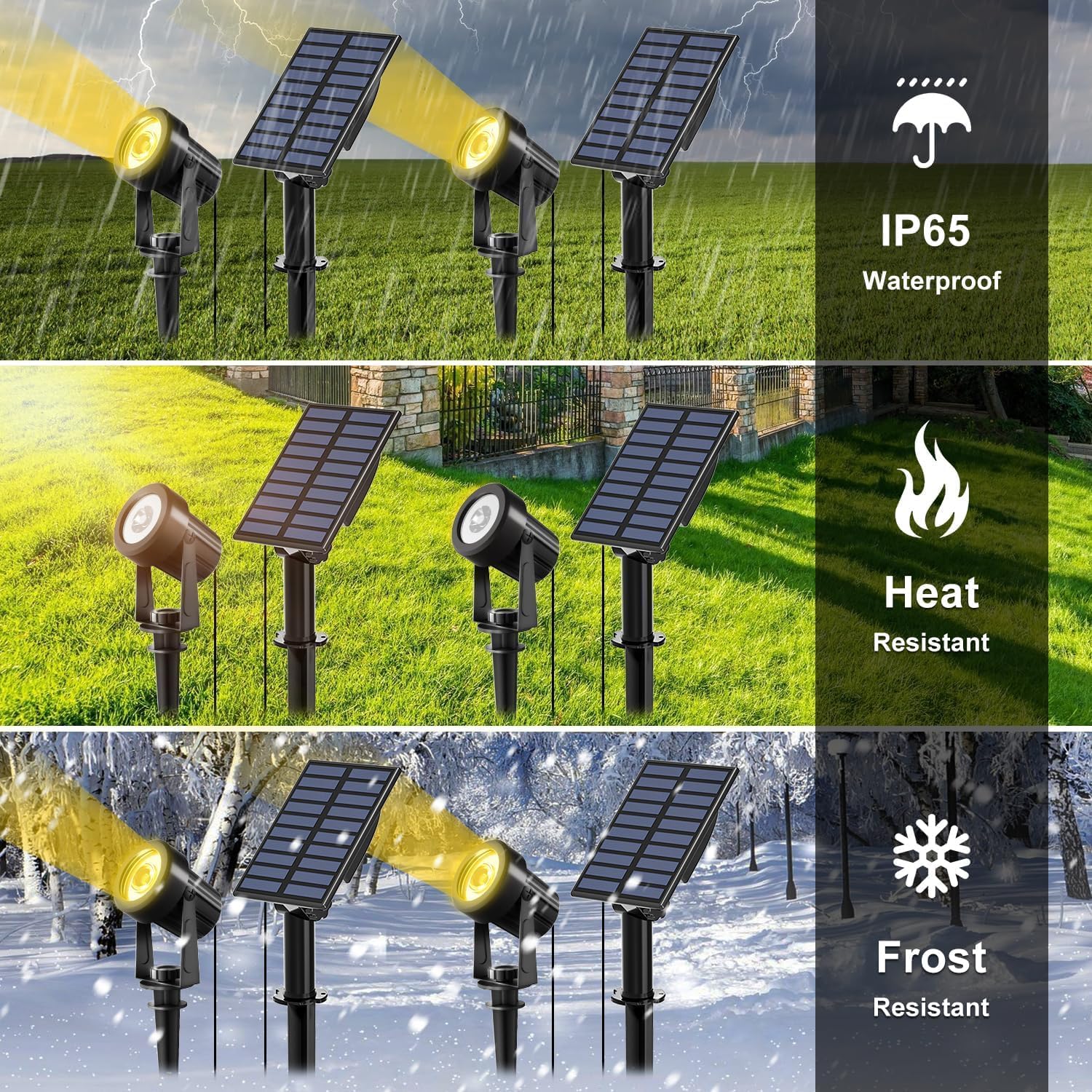 Detalle 2 de NATPOW Solar Gartenstrahler 3000K IP65 2er-Set