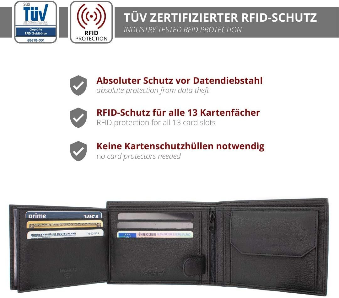 Detalle 2 de KRONIFY Leder Geldbörse Herren I RFID Schutz 13 Karten