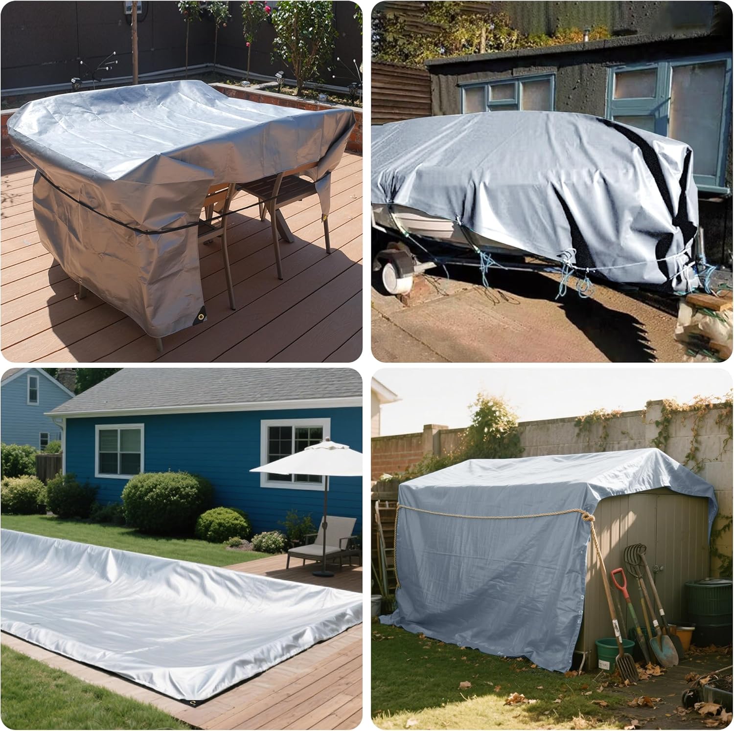 Thumbnail 6 de TARPAL 14x14 Heavy Duty Silver Reflective Tarp (14mil) with Grommets