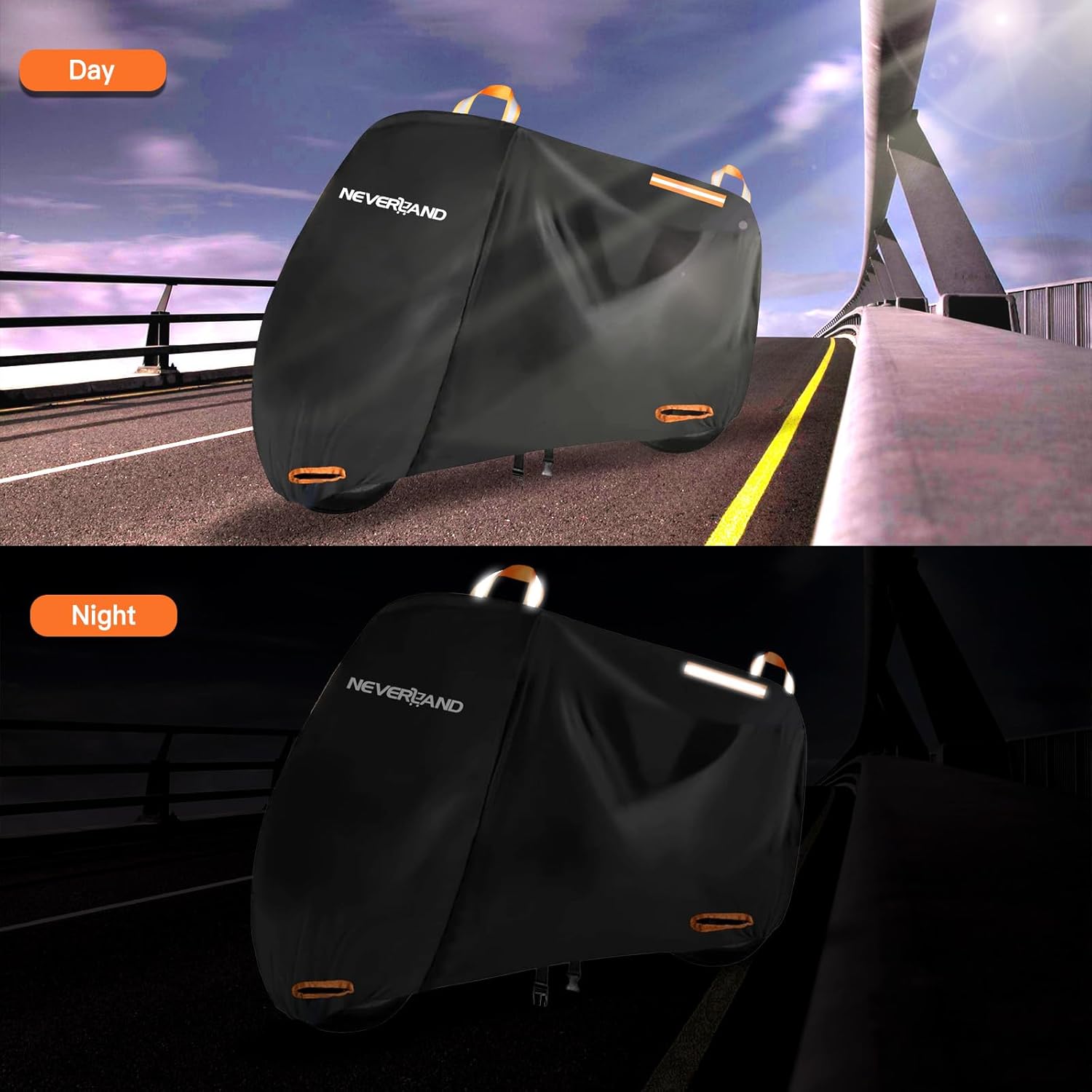 Thumbnail 4 de NEVERLAND Wasserdichte Motorrad-Abdeckplane (XXXL) 295x110x140 cm, 210D Oxford – Outdoor & Garage