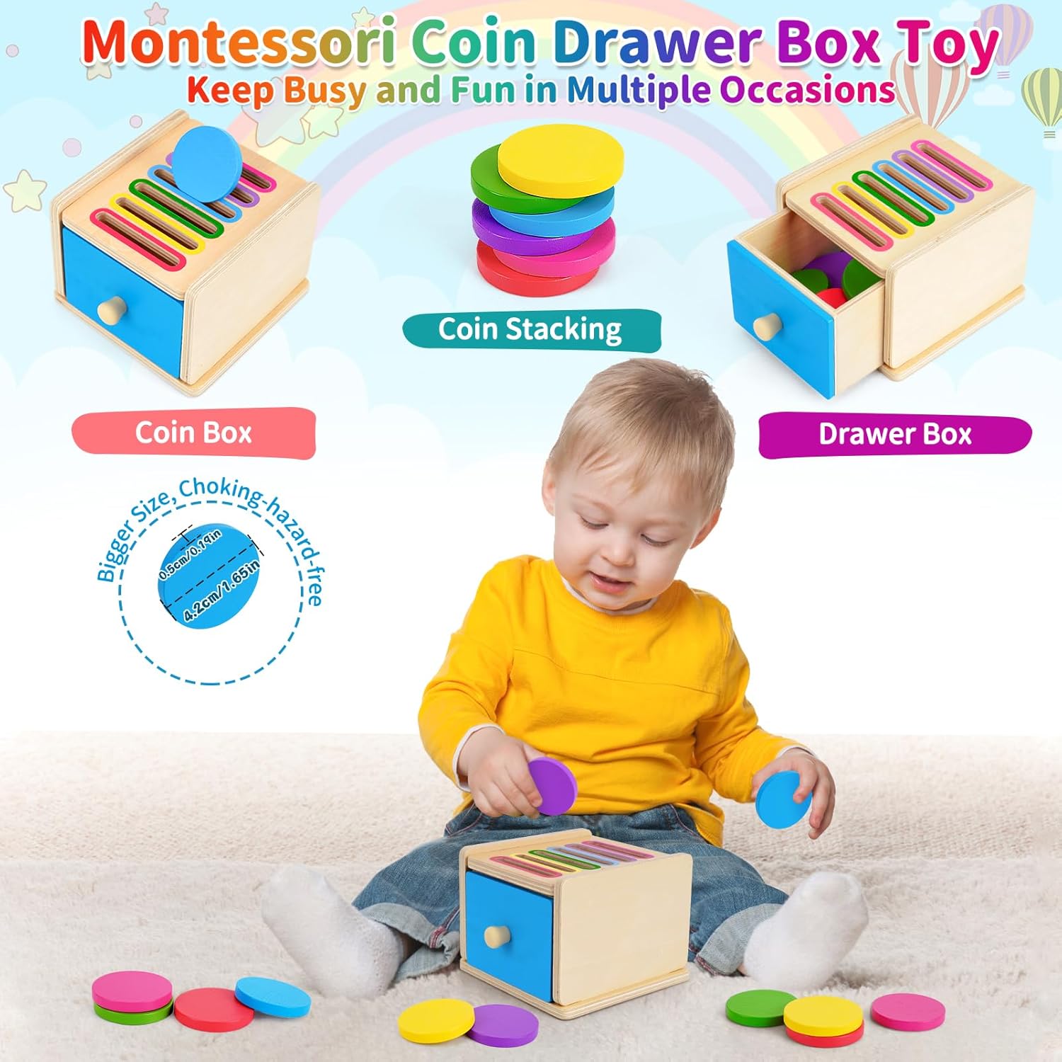 Detalle 2 de FCSONU Montessori Coin Box Toy for 1-3 yrs
