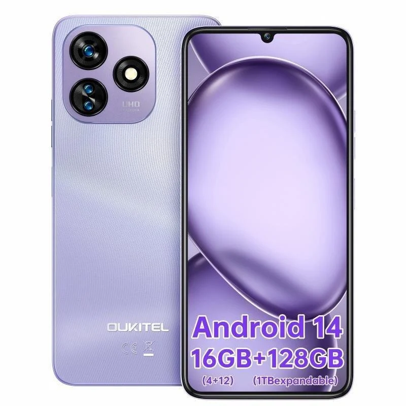 Detalle de Oukitel C51 4G 128 GB – 6.8" Morado: pantalla amplia y autonomía para uso diario