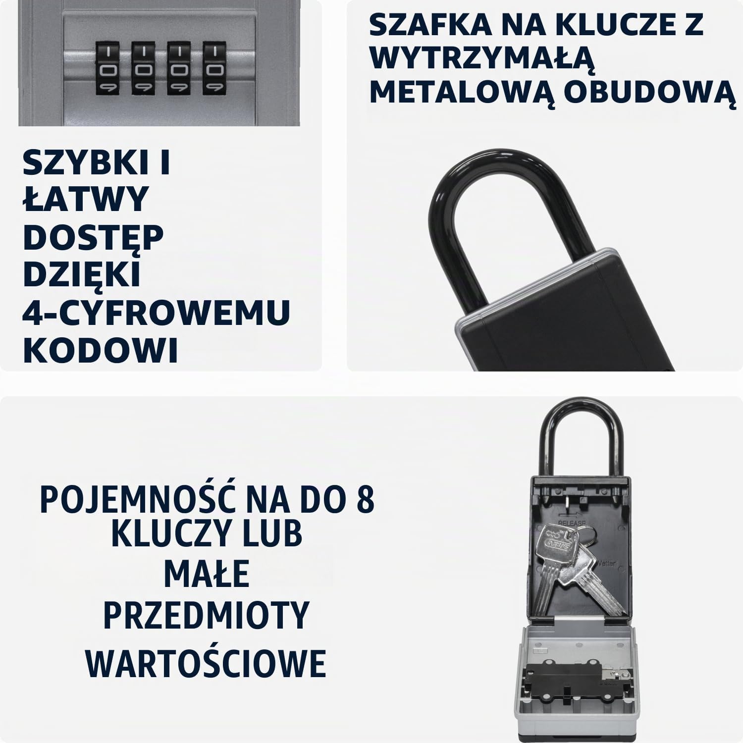 Detalle de ABUS KeyGarage 737 Mini – skrzynka na 8 kluczy z 4-cyfrowym kodem i pałąkiem