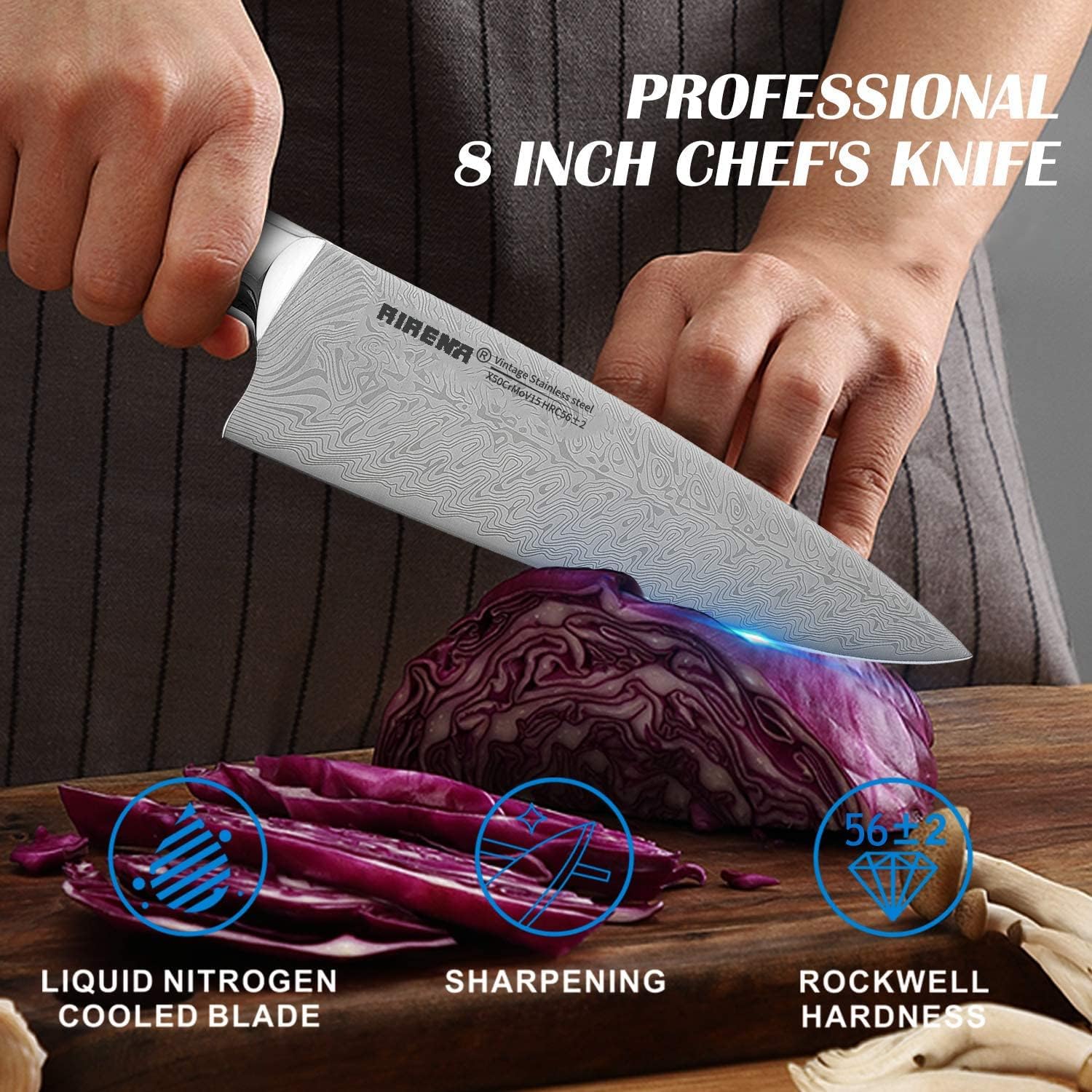 Thumbnail 5 de AIRENA Cuchillo de Chef 8" Japonés Profesional Acero Alto Carbono 🗡