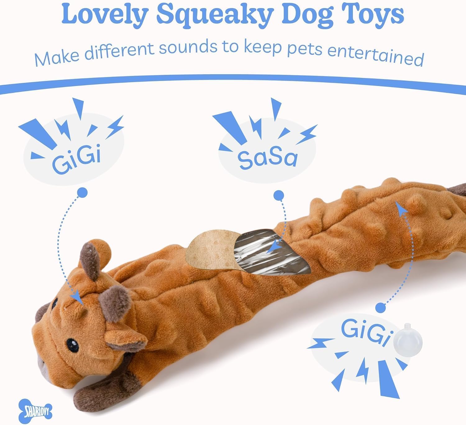 Thumbnail 2 de SHARLOVY 5 Pack Bubble Plush Squeaky Dog Toys for Large Dogs