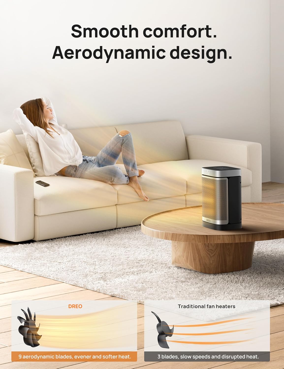 Thumbnail 6 de DREO DR-HSH004 PTC Ceramic Space Heater, 1500W with Thermostat and Oscillation