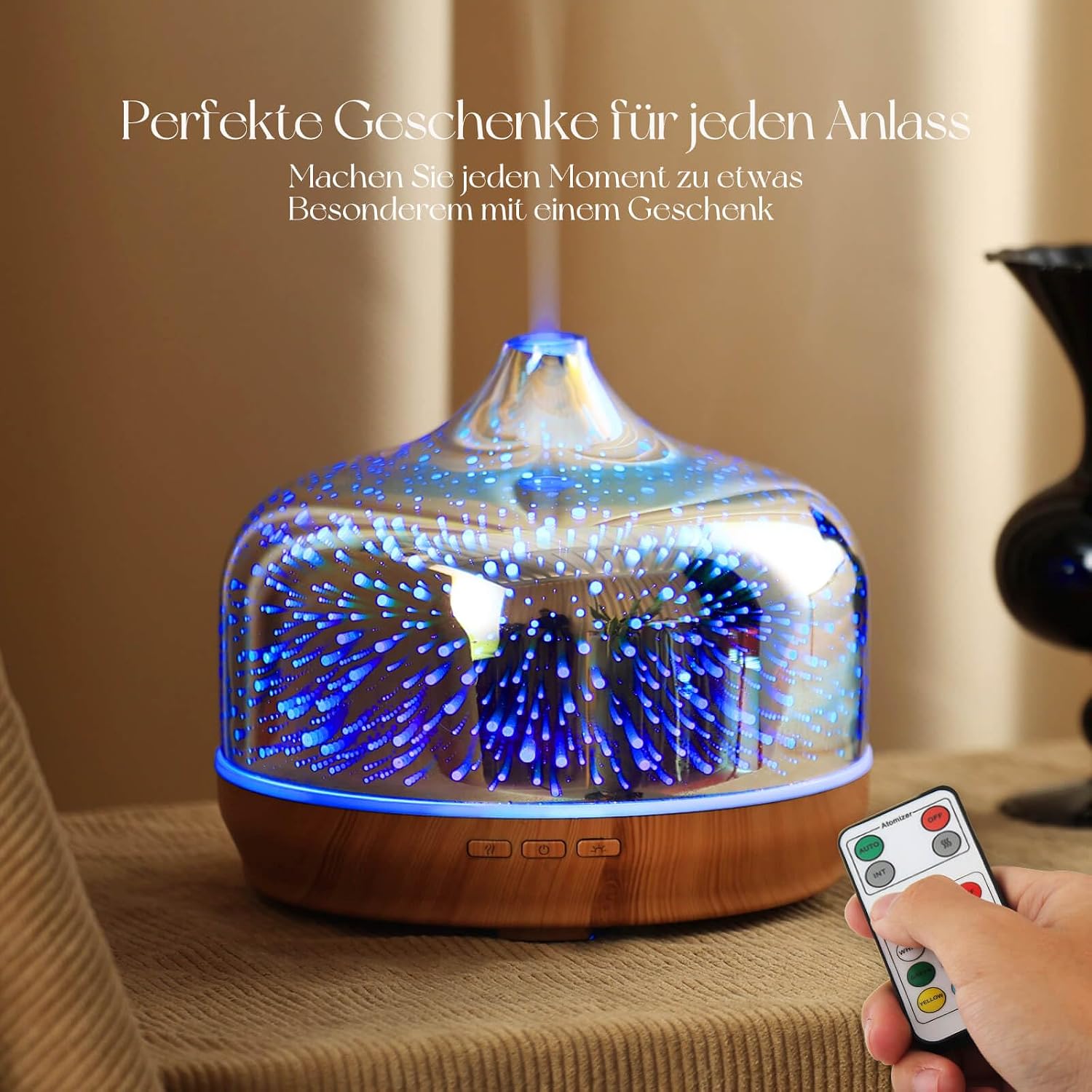 Detalle 2 de Porseme diffuseur d’arômes en verre 500 ml avec télécommande et LEDs