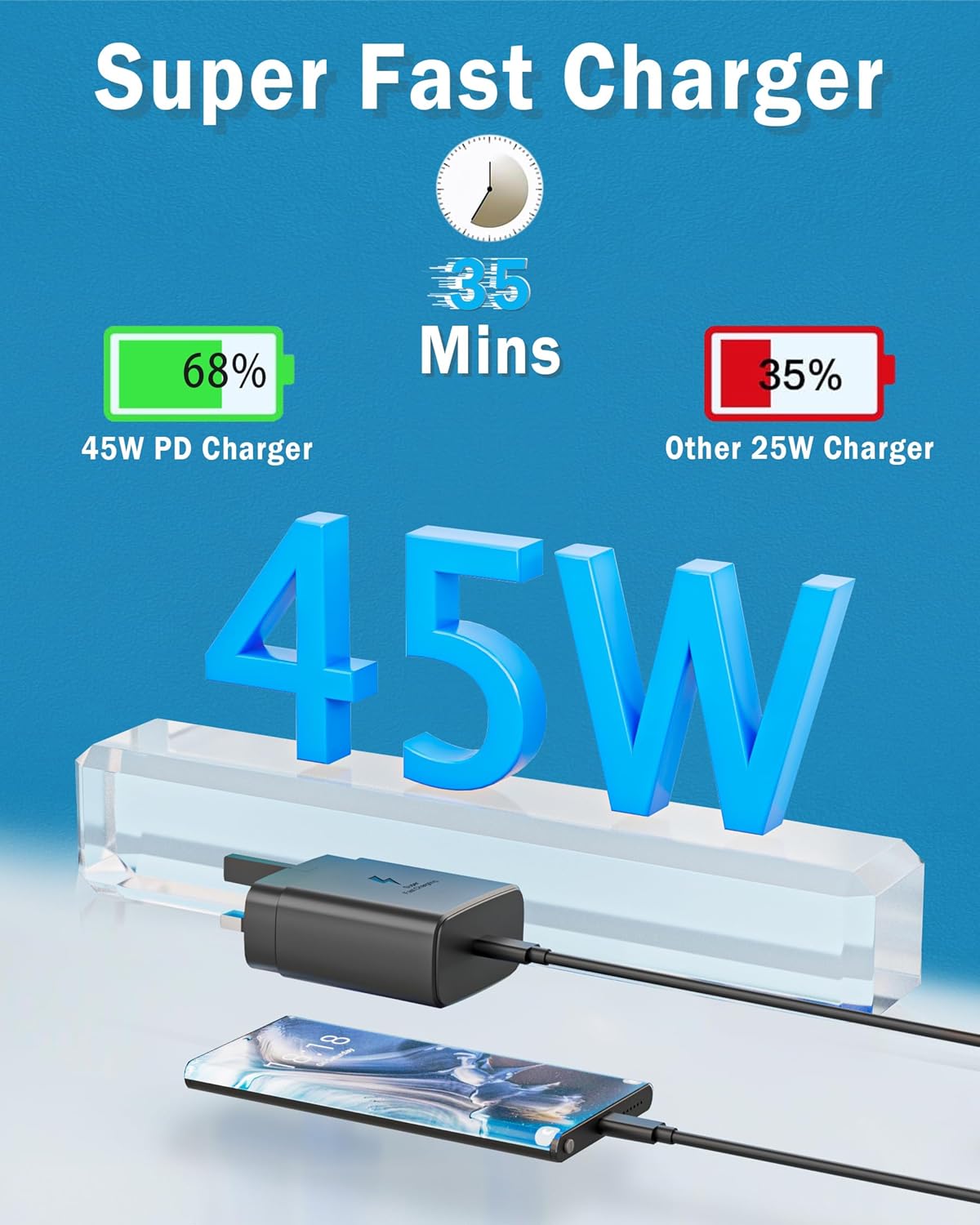 Thumbnail 3 de SKOTSLYE 45W USB-C PD PPS fast charger (with detachable USB-C cable) for Samsung Galaxy