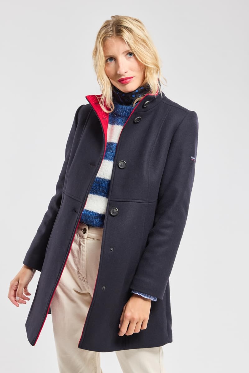 Thumbnail 3 de Armor Lux manteau long bicolore femme (laine et poliamide) à col montant