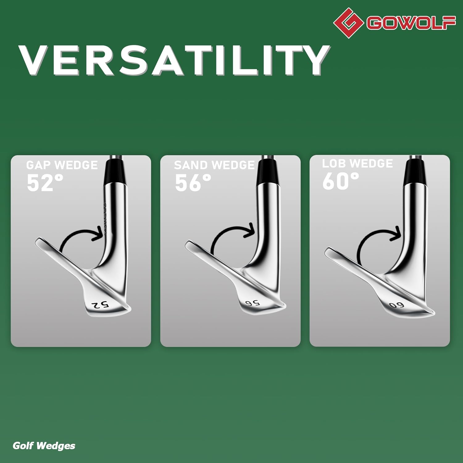 Thumbnail 5 de Gowolf Forged Golf Wedges (50–60 + 69°) — CNC Milled Full-Face Grooves for More Spin (Right Hand)