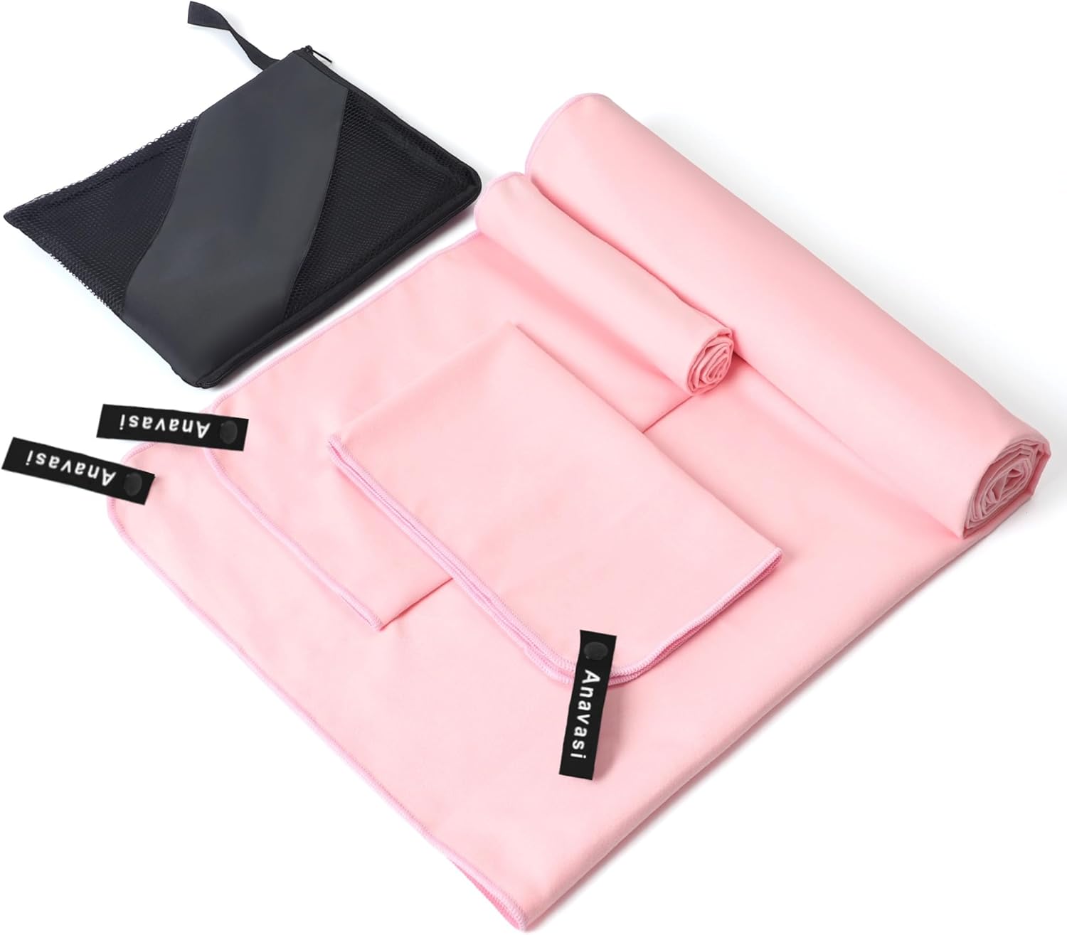Thumbnail 6 de Anavasi 6 PCS Microfibre Towels for Adults (Pink & Purple) – Lightweight, Quick-Dry + Net Bag
