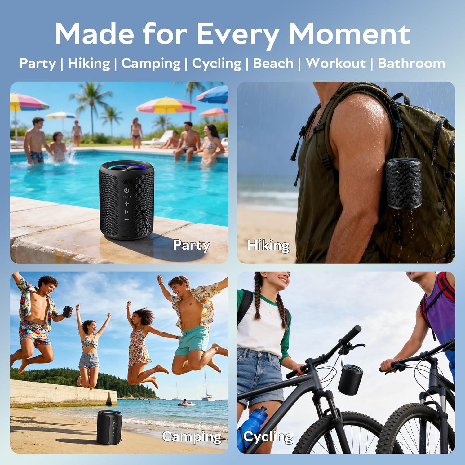 Thumbnail 6 de DUDGSIS Portable Bluetooth Speaker (IPX7, 20W Stereo) with Beat-Synced RGB Light