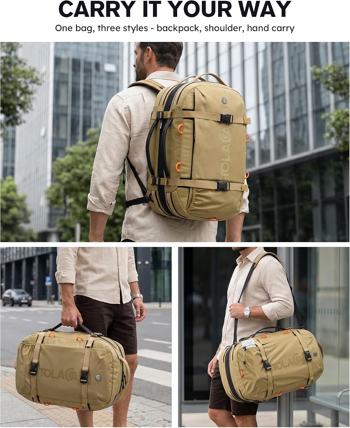 Thumbnail 1 de Tolaccea Travel Backpack 40-50L: Expandable Carry-On with Wet/Dry Compartment for 15.6" Laptop