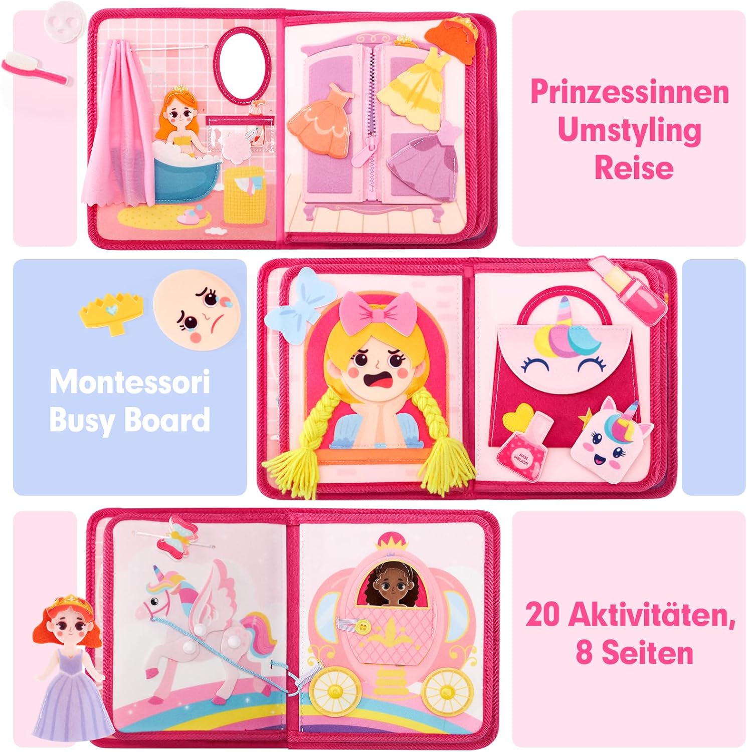 Detalle 2 de Hahaland Prinzessinnen Busy Board 20 in 1