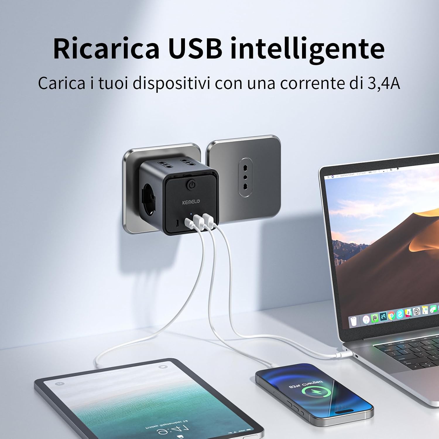 Detalle de KEMELO Ciabatta elettrica 7 in 1 16 A