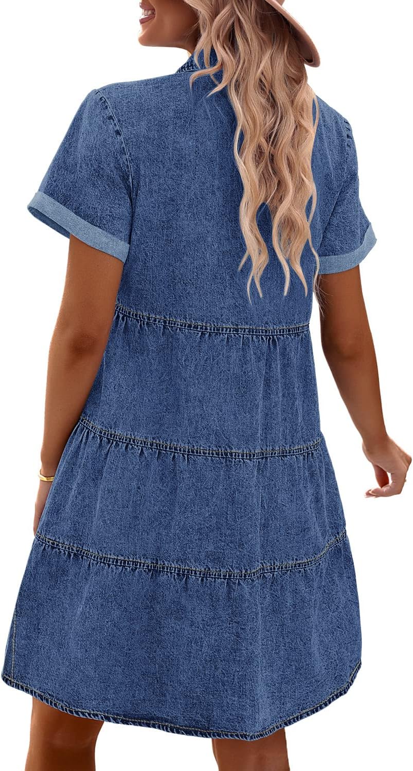 Detalle 2 de GRAPENT Denim Babydoll Dress, Sizes Up to XXL