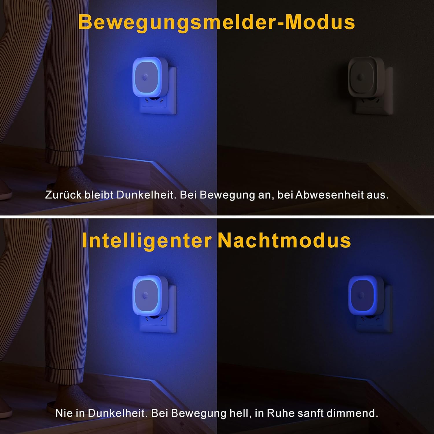 Thumbnail 3 de YUNLEX Nachtlicht Steckdose mit Bewegungs- und Dämmerungssensor, 2er-Set – dimmbar, 3 Sensormodi