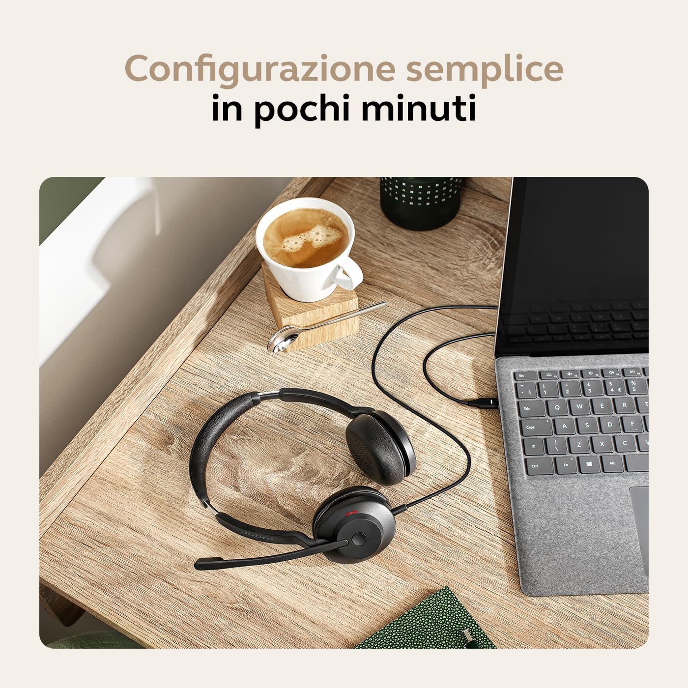 Detalle 2 de Jabra Evolve2 30 SE: Cuffie Stereo USB-A MS con cancellazione rumore, indicatore occupato e custodia morbida