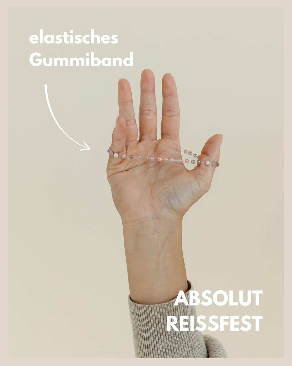 Thumbnail 3 de GD GOOD.designs Perlenarmband Damen – Naturstein 4 mm mit 925 Silber Zwischenperle, elastisch, 15–19 cm