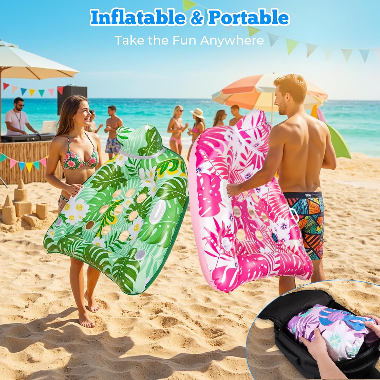 Thumbnail 6 de Ornnut XL/L Pool Float Chairs (3-Pack or 4-Pack) with Cupholders, Handles & 9 Vents