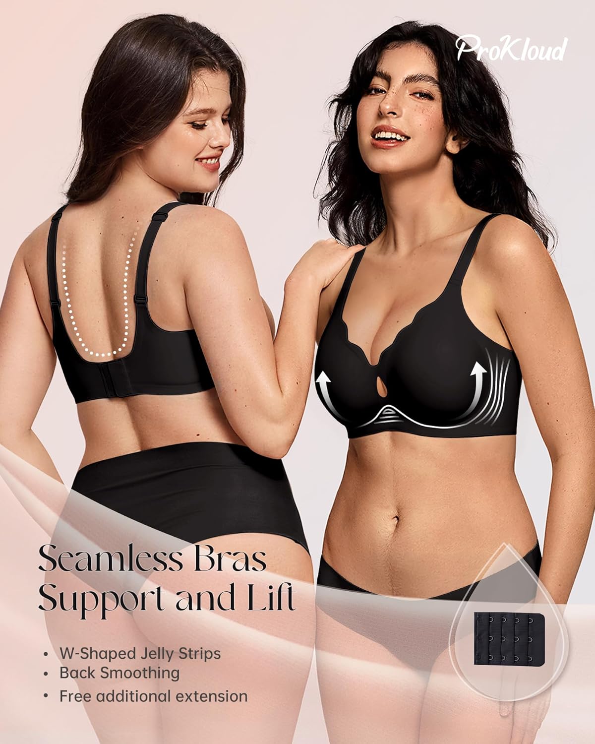 Thumbnail 2 de ProKloud Wireless Bras for Women Wave Push Up No Underwire Bralettes Seamless Full Coverage Support Lift Everyday Bra