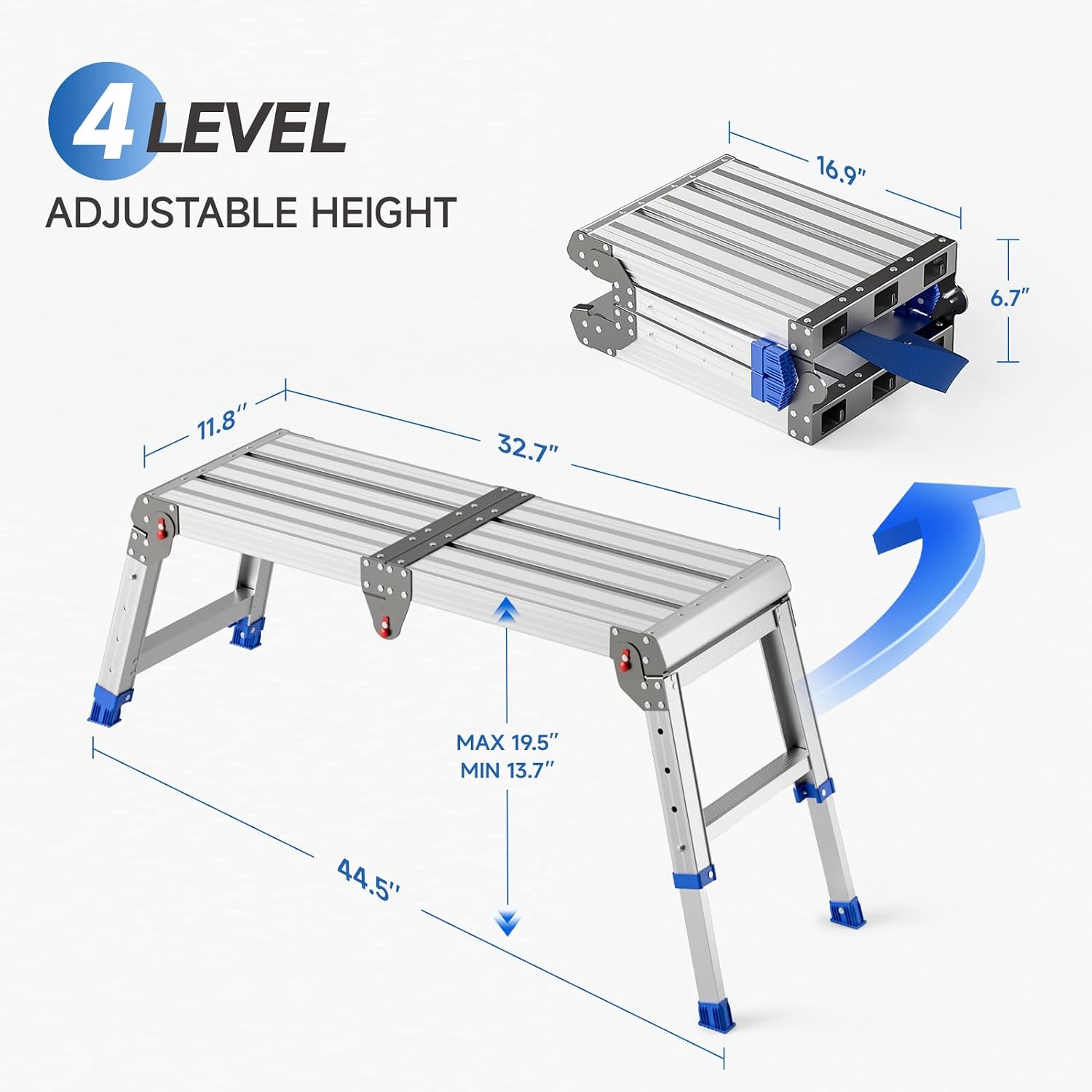 Detalle de Loyoda LSS003 Folding Aluminum Work Platform, Adjustable Height