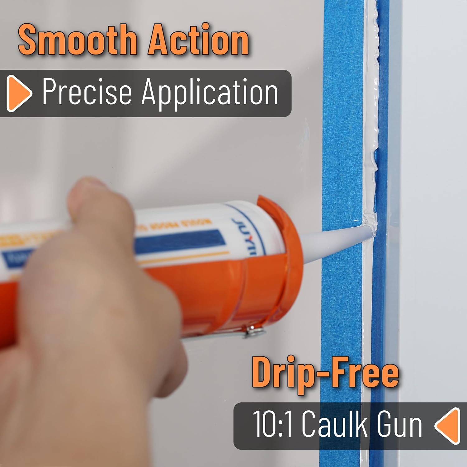 Detalle de Bates Choice CG01 Caulking Gun, 10:1 Thrust Ratio, Orange No-Drip Tool