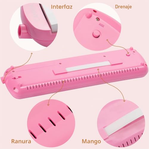 Detalle de CAHAYA Melódica Piano de Viento CY0050-3 Rosa con 32 Teclas
