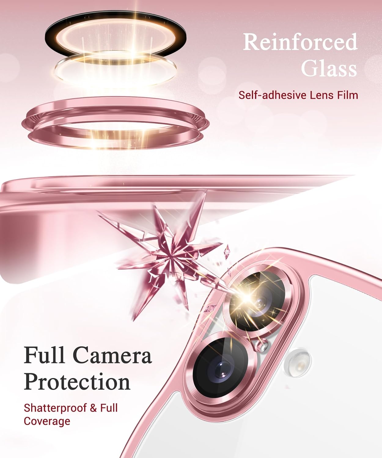 Thumbnail 5 de GVIEWIN iPhone 17 Hülle 6,3" (2025) – klar/rosa, magnetisch mit MagSafe-Support, Kameraschutz & stoßfest