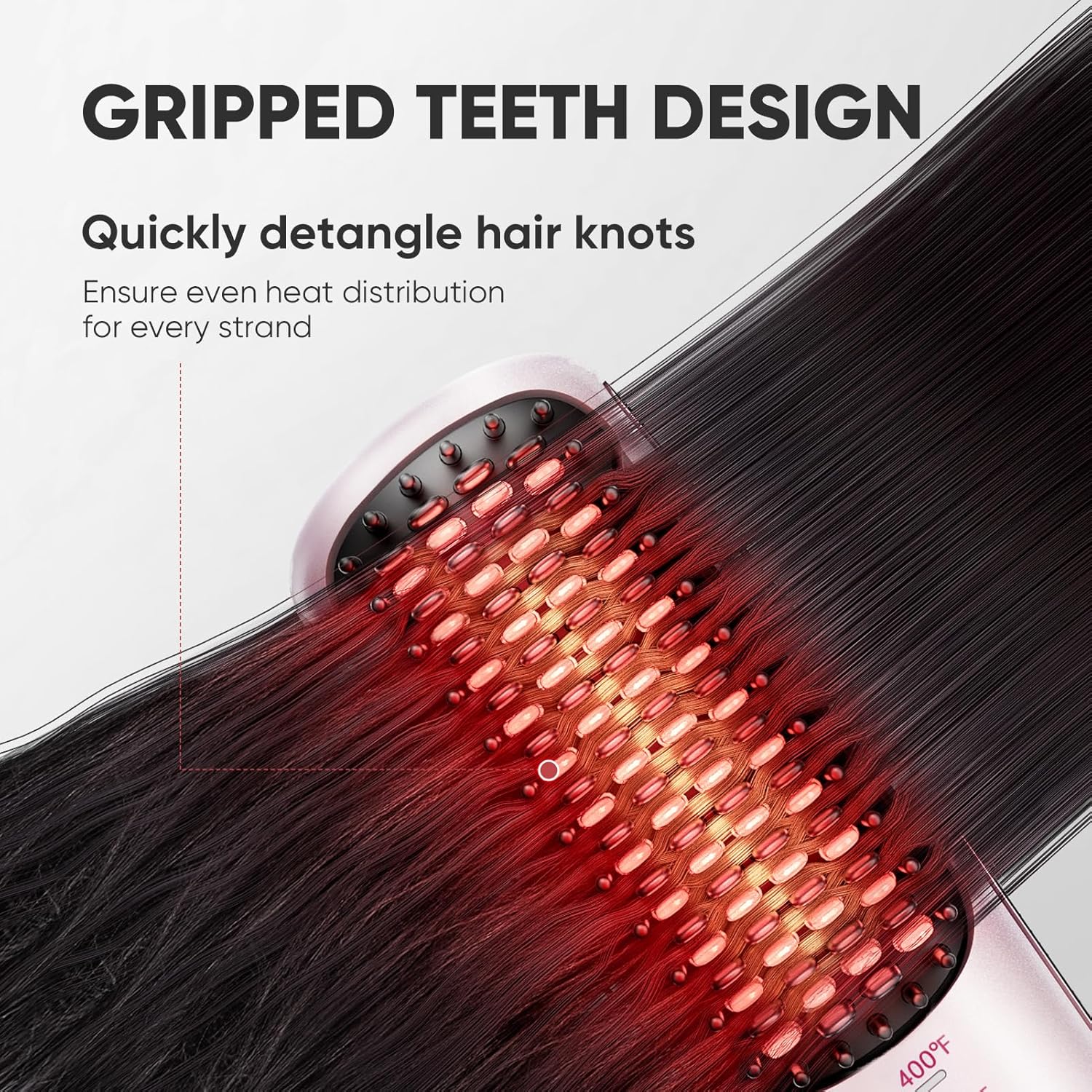Thumbnail 2 de Beautigo Mini Ionic Hair Straightener Brush: Portable 3-Temp, 20s Heat, Anti-Scald Rose Gold
