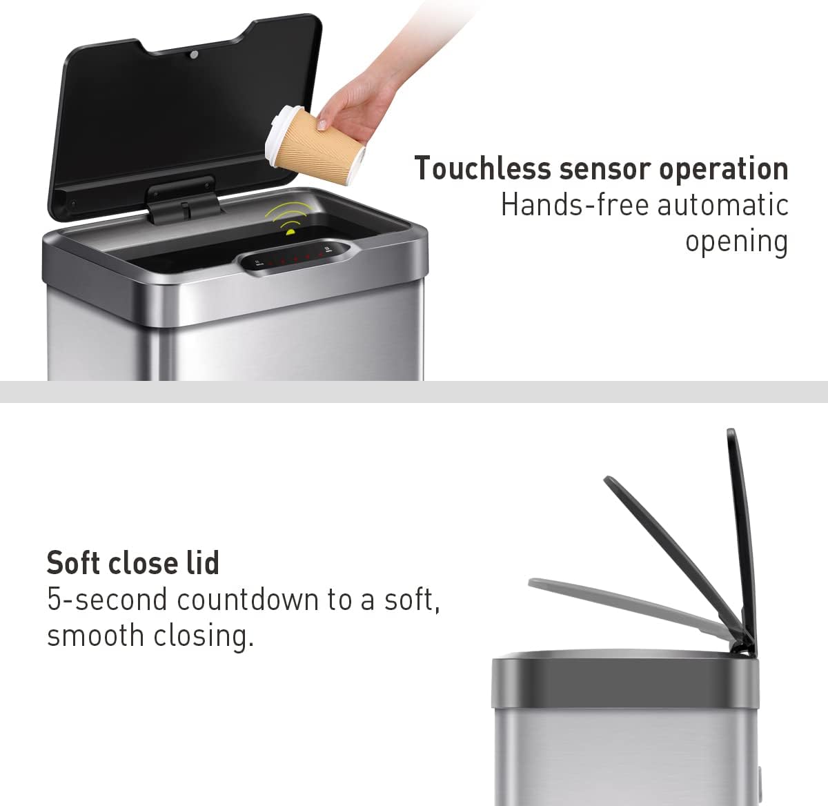 Detalle de EKO Mirage-T 50 Liter Touchless Trash Can 🗑