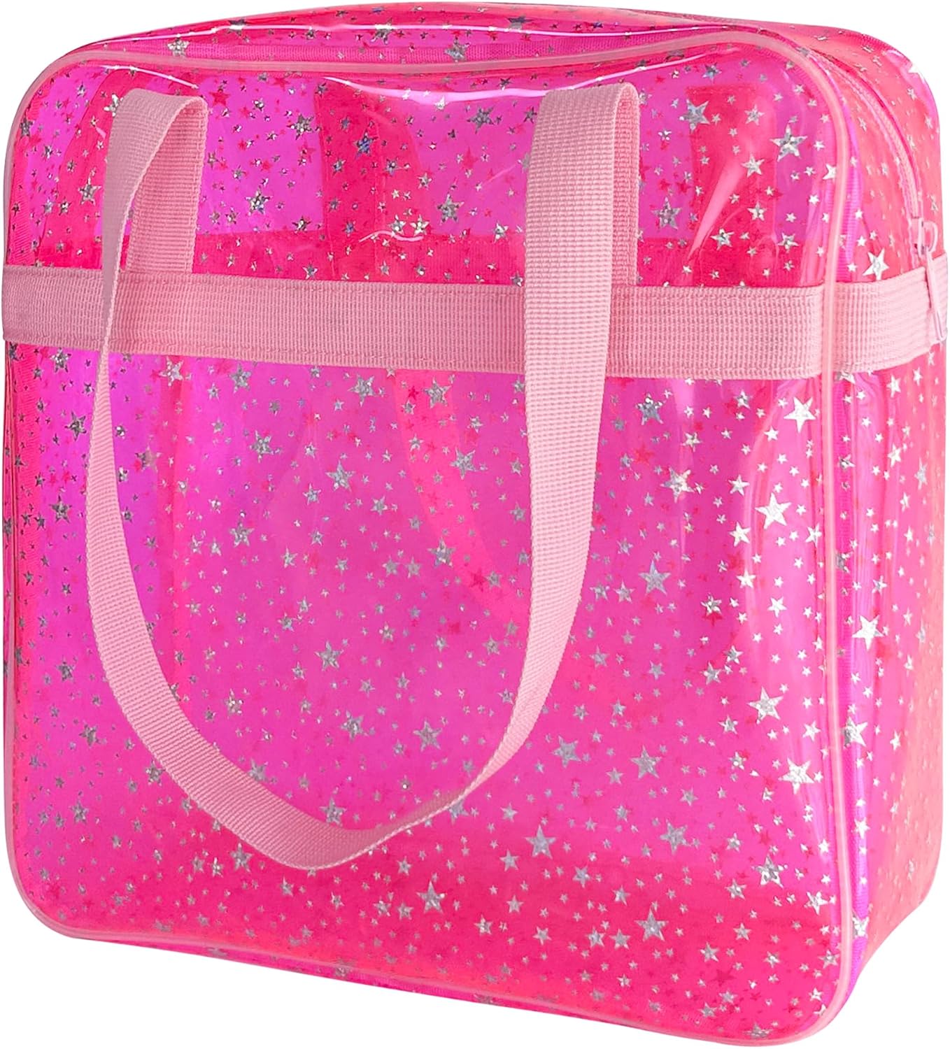 Detalle de TotePrint Wasserdichte Sternen-PVC Strandtasche 30×30×10cm – Transparente Leichte Tragetasche mit Griff