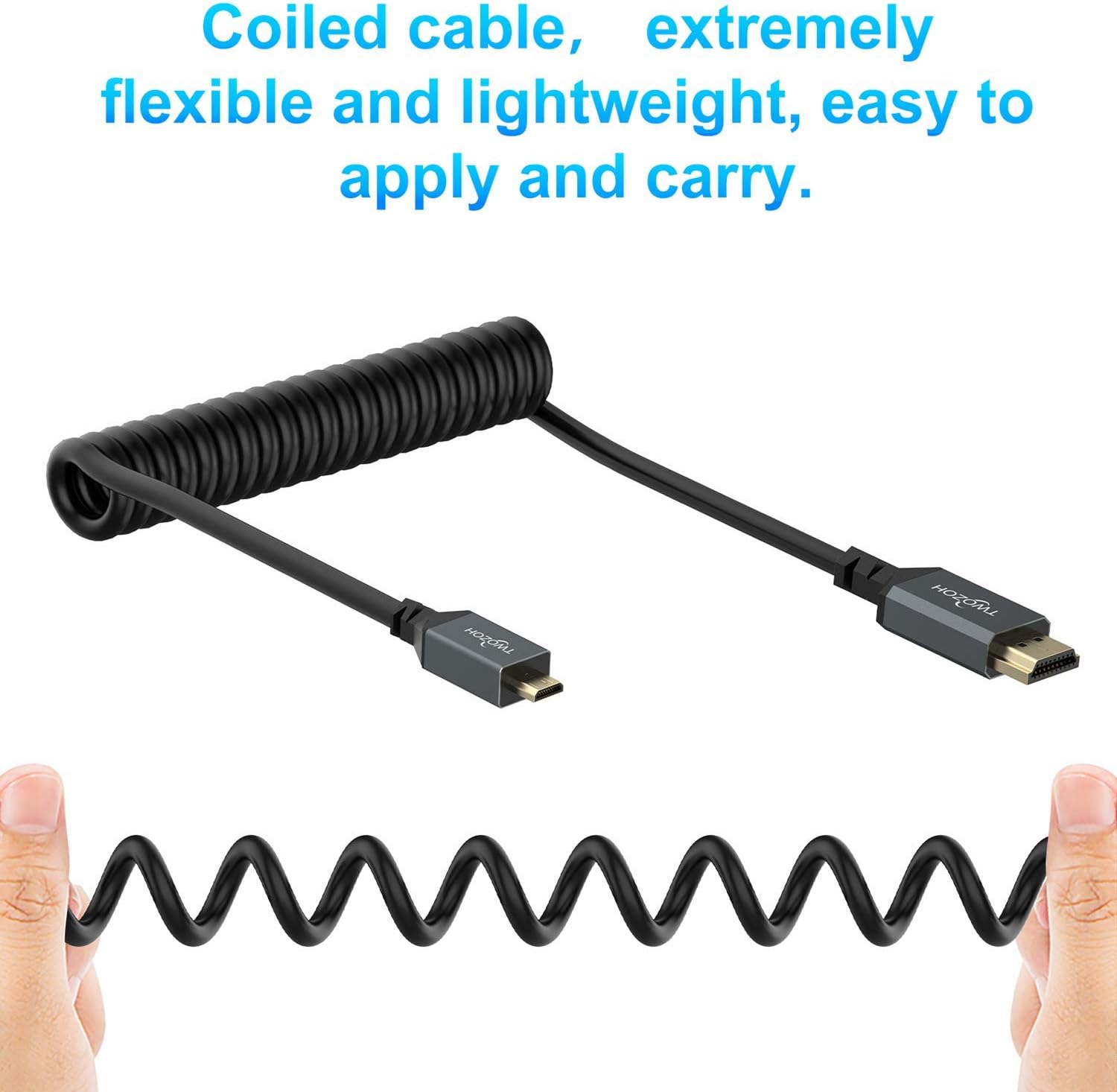 Thumbnail 1 de Twozoh Micro HDMI to HDMI Coiled Cable: Flexible, Compact 4K/3D Ready