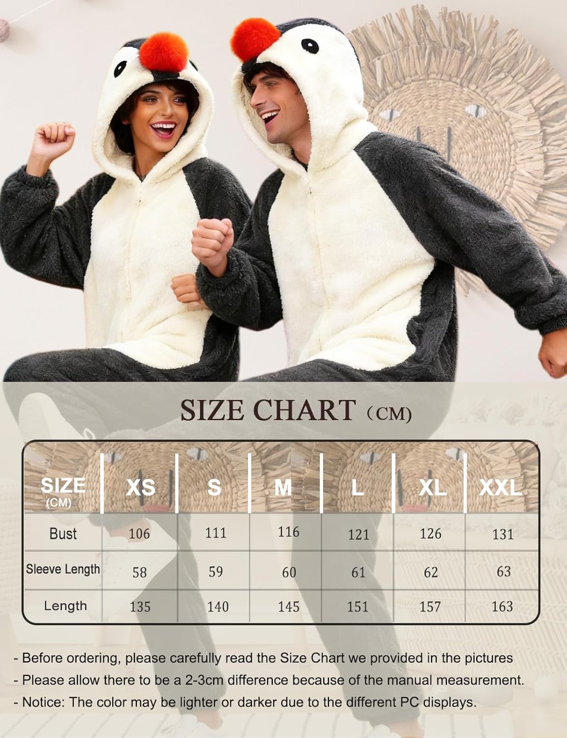Thumbnail 6 de chuangminghangqi Einteiliger Schlafanzug Unisex Lang Winter – Tierkostüm-Jumpsuit mit Kapuze und Reißverschluss