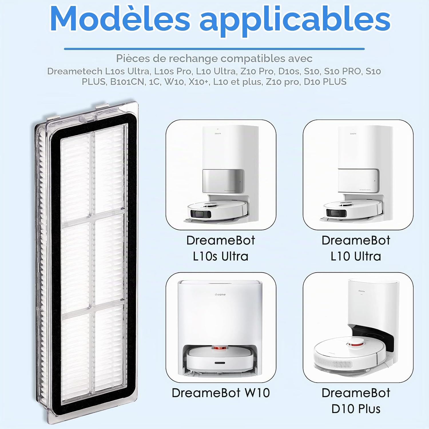 Detalle 2 de COWINORY HEPA-filterset van 5 voor Dreame L10s Ultra en Xiaomi X20+